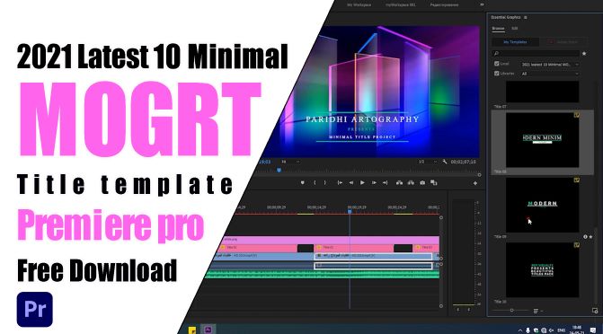 2021 latest 10 Minimal MOGRT Title template Premiere pro Free Download