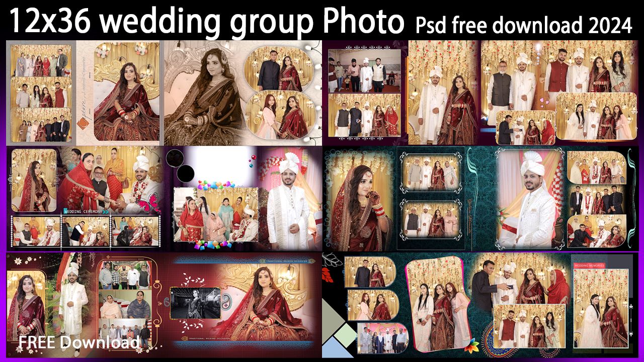 12x36 wedding group Photo Psd free download 2024