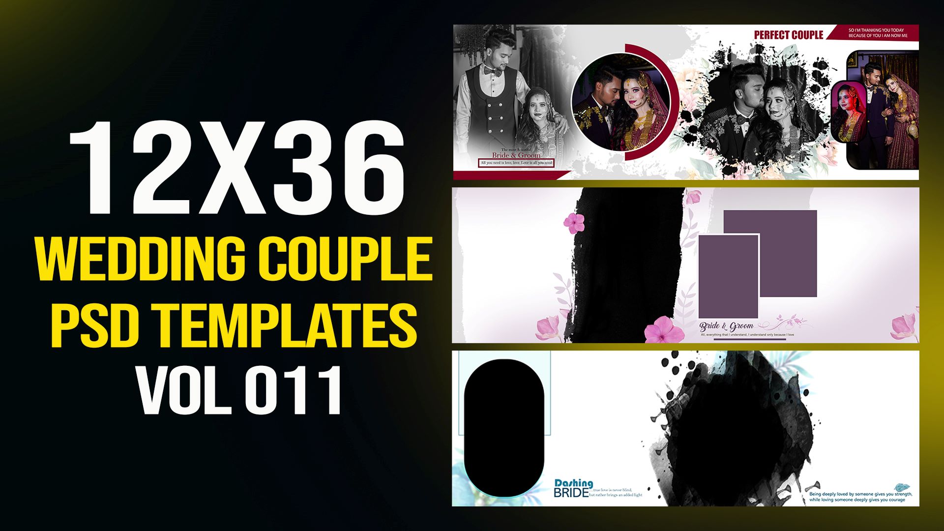 12x36 Wedding Couple Psd Templates Vol 011
