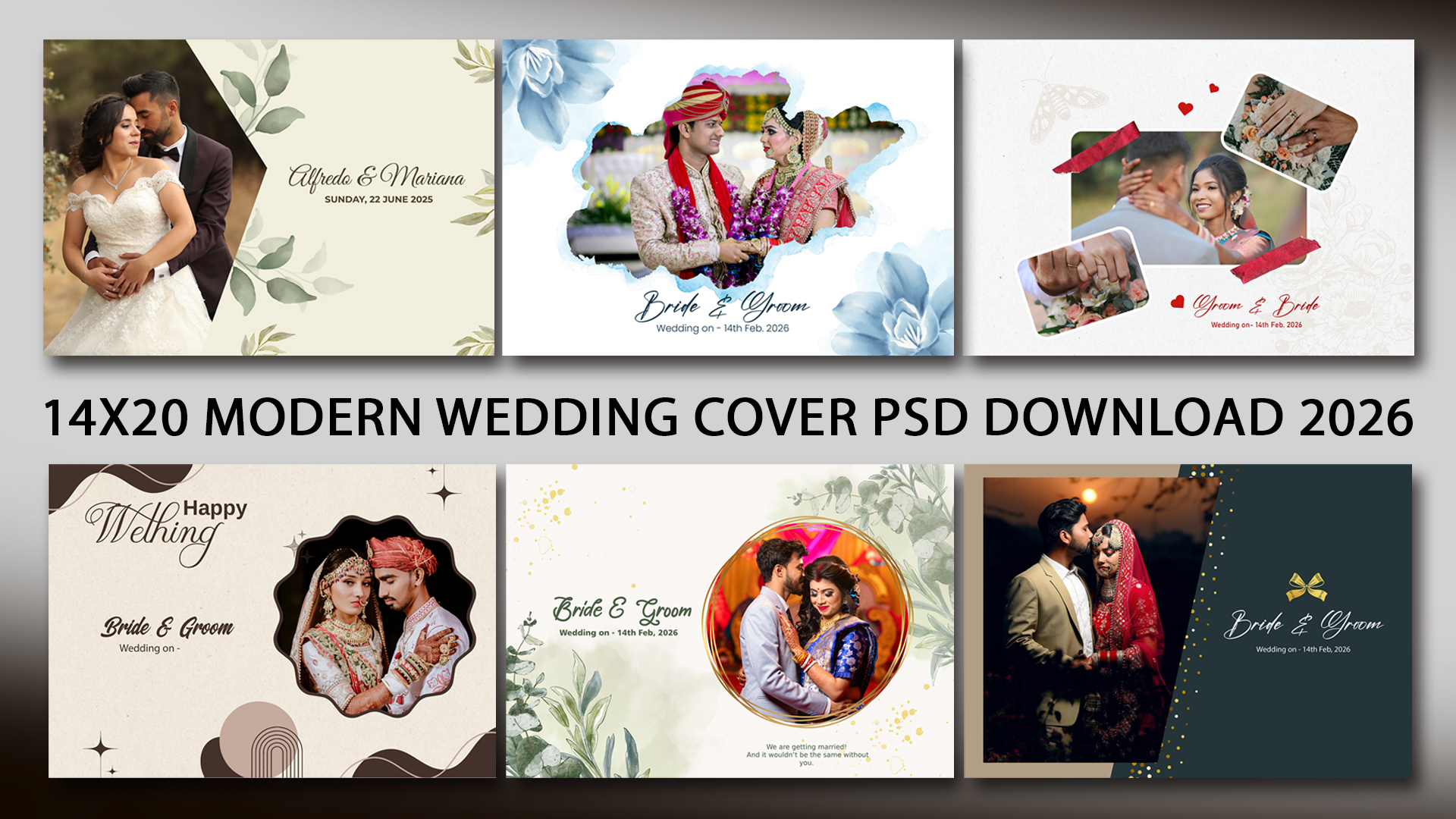 14x20 Modern Wedding cover Psd Download 2026
