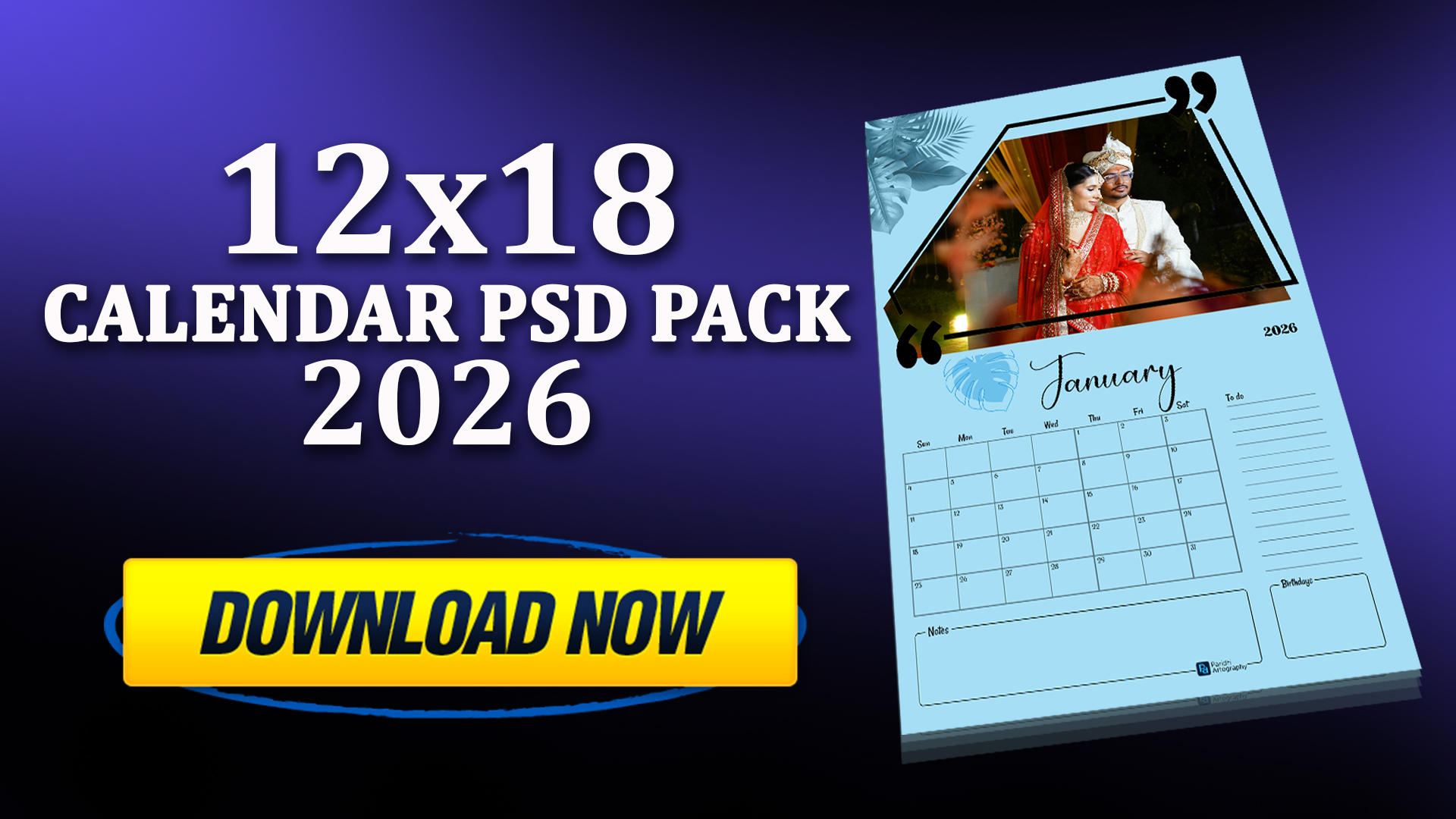 Download 12x18 Calendar Psd Pack 2026