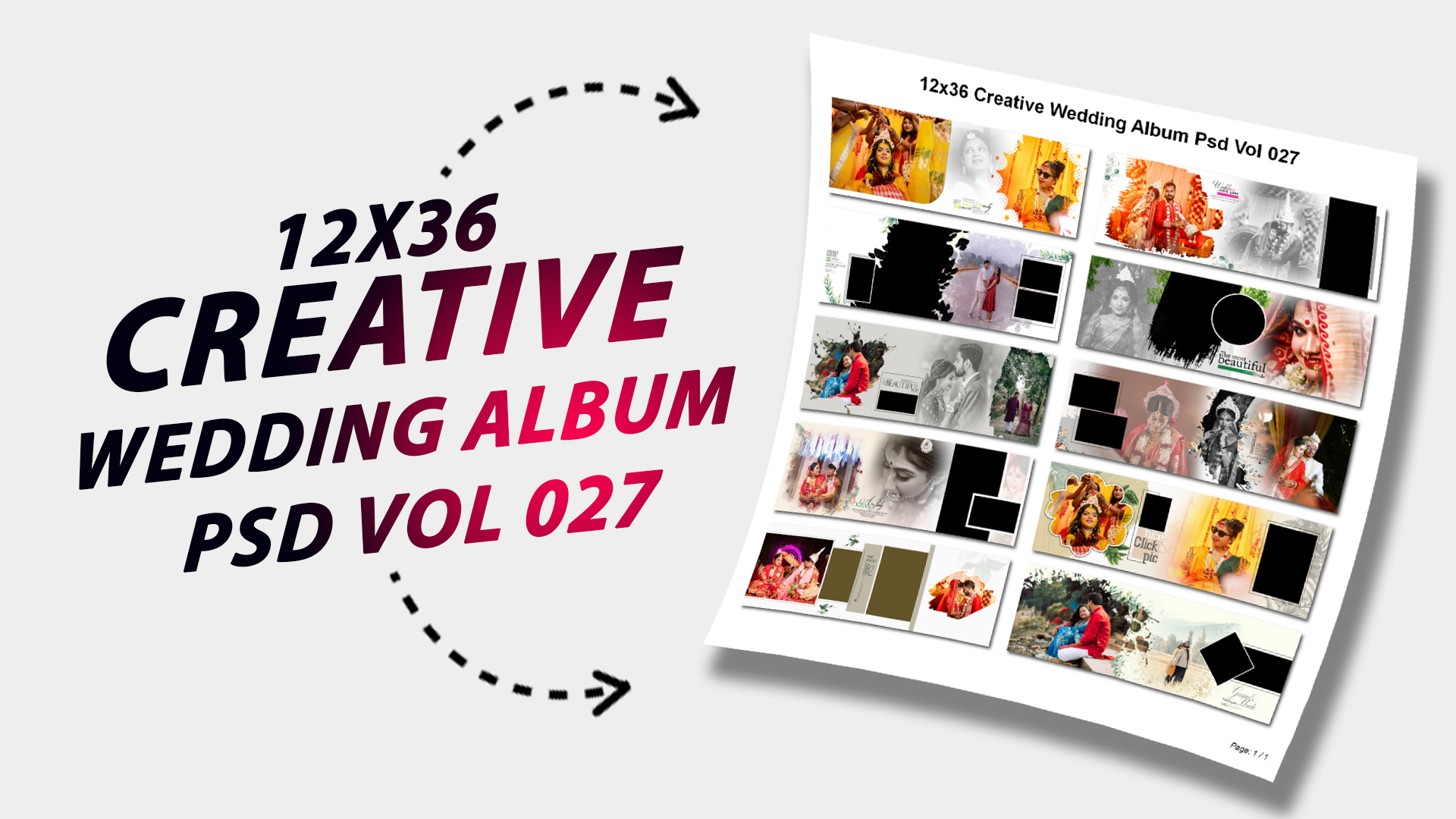12x36 Creative Wedding Album Psd Vol 027