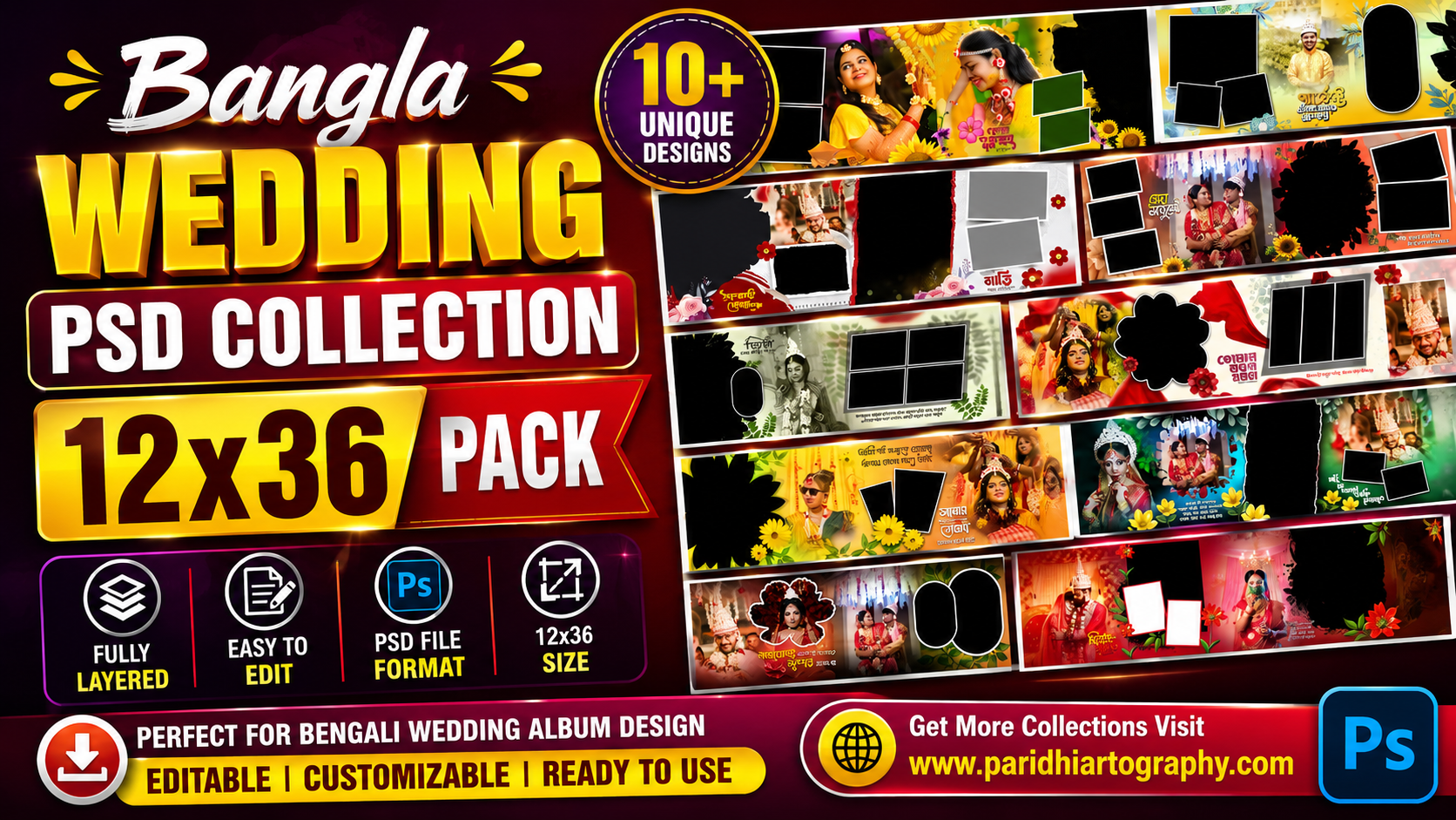 Bangla Wedding Psd Collection 12x36 Pack