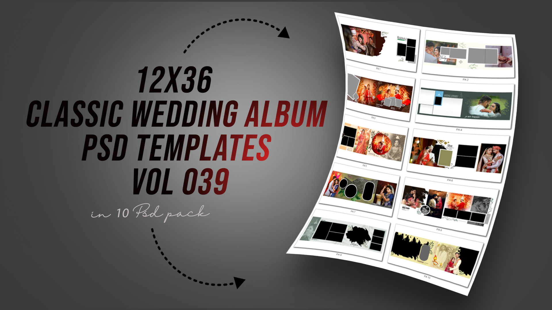 12x36 Classic Wedding Album PSD Templates Vol 039 – Premium Wedding Album Design Collection
